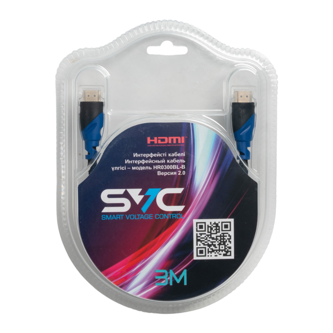Интерфейсный кабель HDMI-HDMI SVC HR0300BL-B, 30В, Синий, Блистер, 3 м